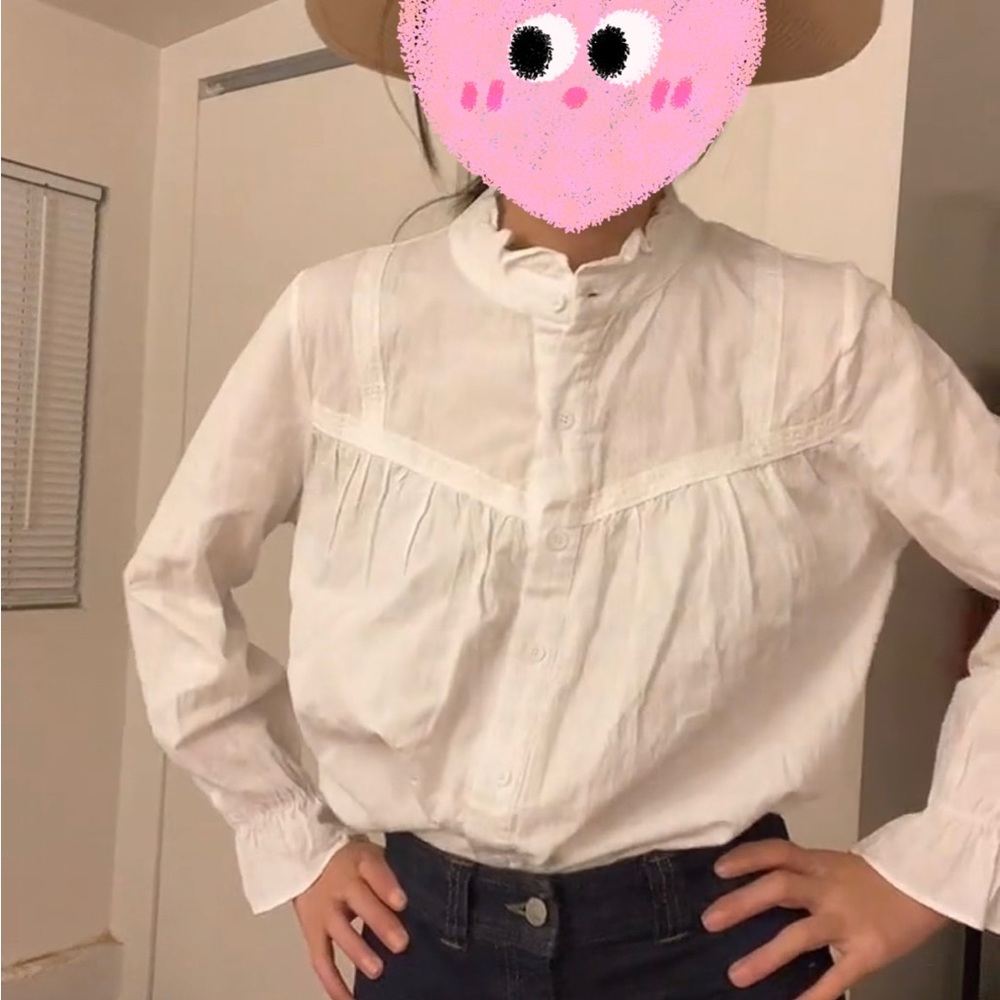 100% cotton White shirt . French style. Retro. Frenchy shirt.